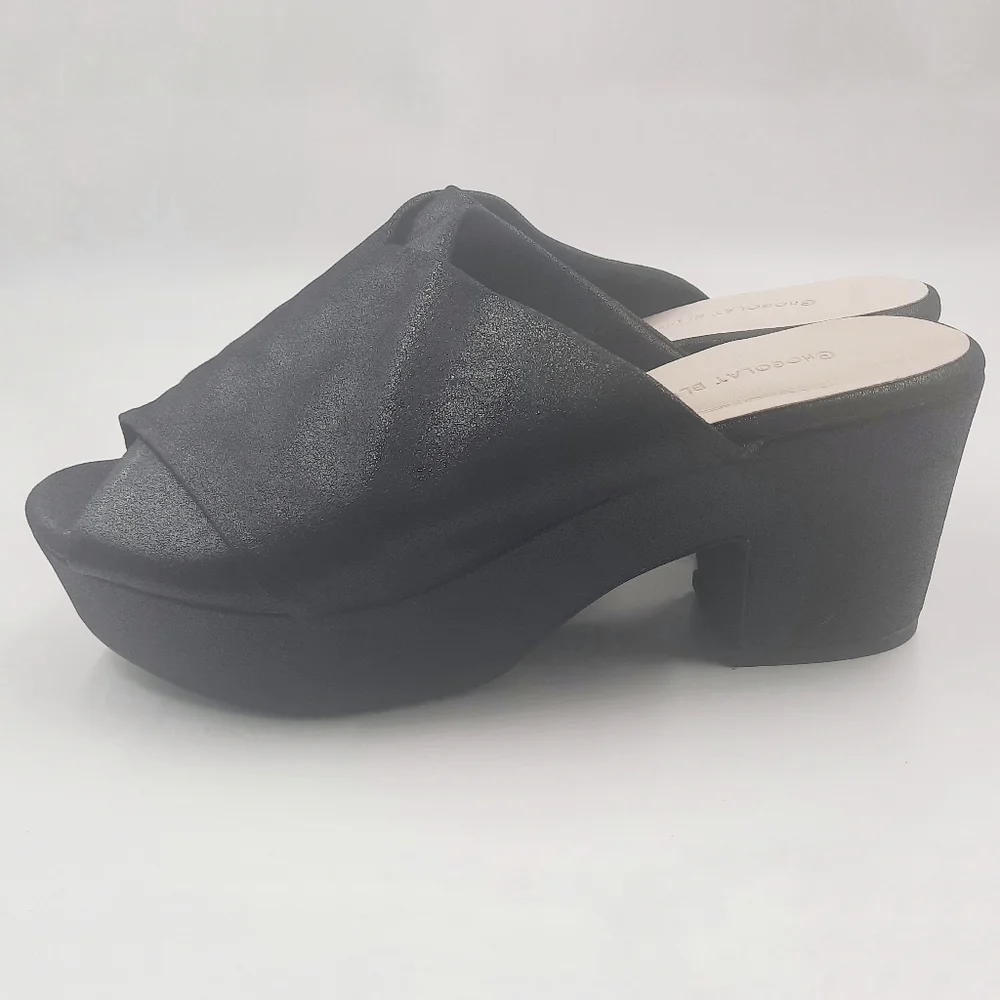 CHOCOLAT BLU CrissCross Platform Sandal Slide Black Shimmer NWOT Unworn 10 - Picture 11 of 14